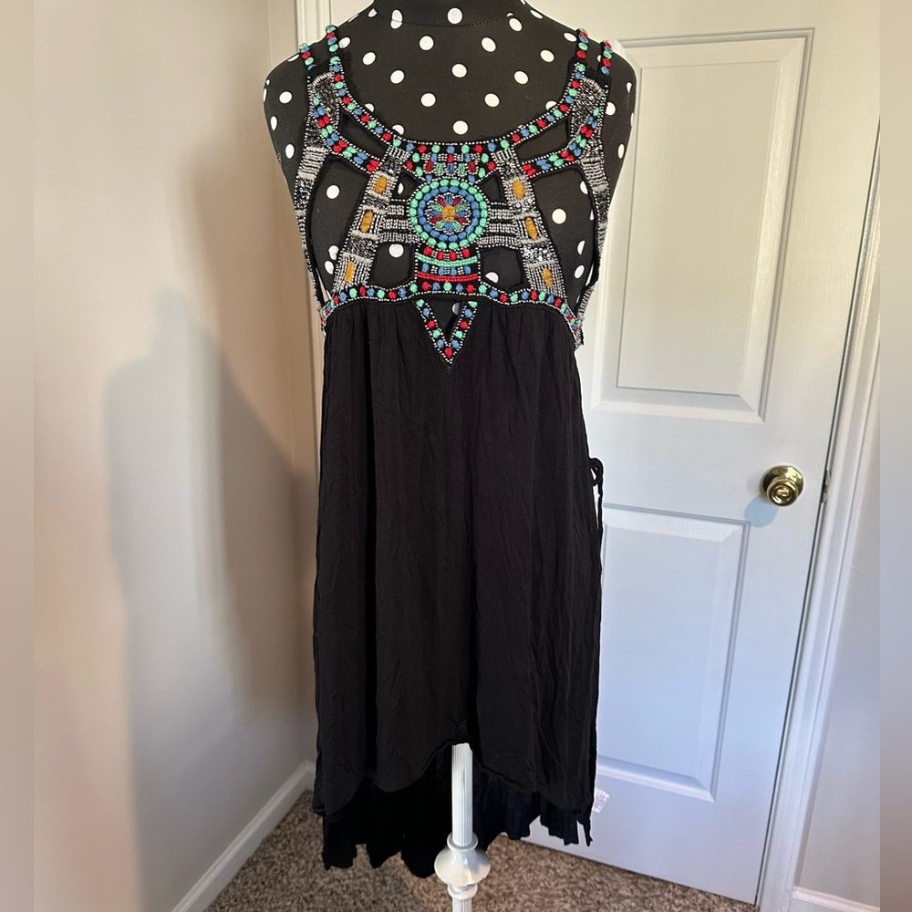 Free People Black Beaded Top